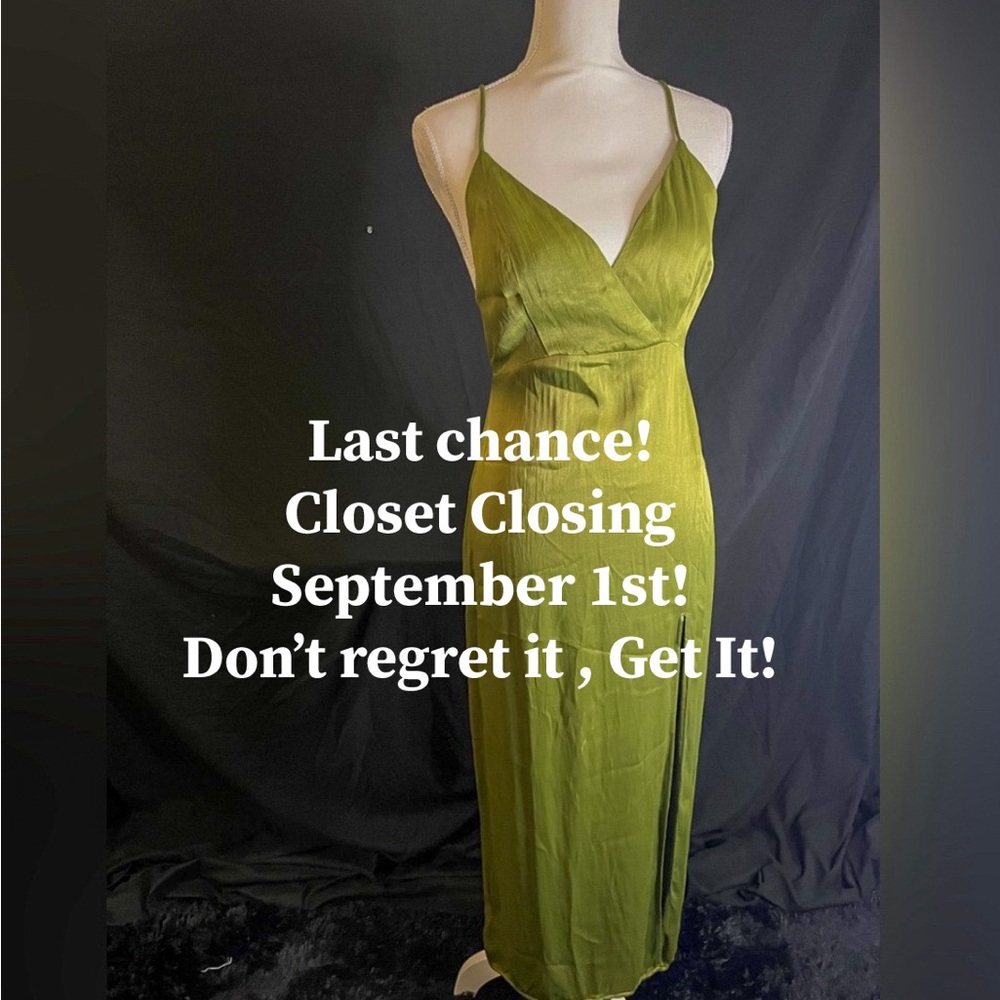 Zara Satin Olive Dress small